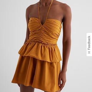 Halter Neck Tiered Pleated Poplin Romper
